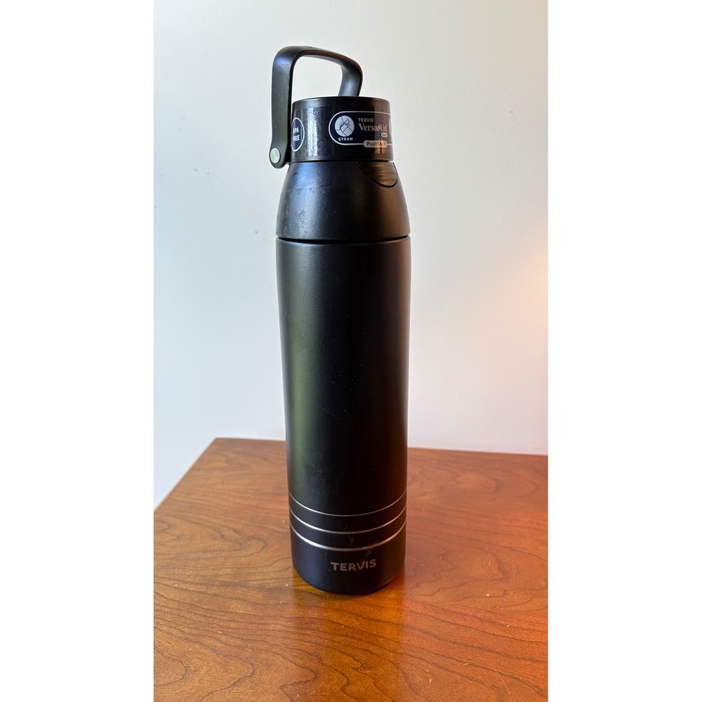 Tervis 26oz Stainless Steel Water Bottle Matte Black VersaLid Locking Flip Top